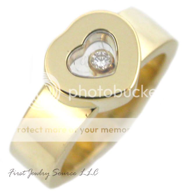 LADIES CHOPARD 18K GOLD HAPPY DIAMOND HEART RING  